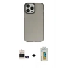 MARSİLYAN™- iPhone 14 Pro Max Kılıf Ahenk Çizgi Prime - Siyah Polymer Nano Ekran Koruyucu + Bilvis Titan Kamera Lens - SH