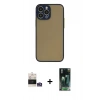 MARSİLYAN™- iPhone 14 Pro Max Kılıf Ahenk Çizgi Serisi - Şeffaf 360 Full Body Arka Koruyucu + Gümüş Bilvis Titan Kamera Lens