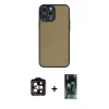 MARSİLYAN™- iPhone 14 Pro Max Kılıf Ahenk Çizgi Serisi - Şeffaf 360 Full Body Arka Koruyucu + PVD Metal Kamera Lens - TU