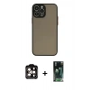 MARSİLYAN™- iPhone 14 Pro Max Kılıf Ahenk Çizgi Serisi - Şeffaf 360 Full Body Arka Koruyucu + PVD Metal Kamera Lens - TU