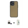 MARSİLYAN™- iPhone 14 Pro Max Kılıf Ahenk Çizgi Serisi - Şeffaf Pasifik Cam Ekran Koruyucu + Bilvis Titan Kamera Lens - GS
