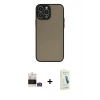 MARSİLYAN™- iPhone 14 Pro Max Kılıf Ahenk Çizgi Serisi - Şeffaf Pasifik Cam Ekran Koruyucu + Bilvis Titan Kamera Lens - GS