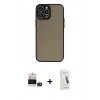 MARSİLYAN™- iPhone 14 Pro Max Kılıf Ahenk Çizgi Serisi - Şeffaf Pasifik Cam Ekran Koruyucu + Bilvis Titan Kamera Lens - DNMR