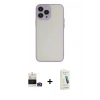 MARSİLYAN™- iPhone 14 Pro Max Kılıf Ahenk Çizgi Serisi - Şeffaf Pasifik Cam Ekran Koruyucu + Bilvis Titan Kamera Lens - GD