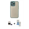 MARSİLYAN™- iPhone 14 Pro Max Kılıf Ahenk Çizgi Serisi - Şeffaf Royal Nano Ekran Koruyucu + Bilvis Titan Kamera Lens - GS