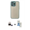 MARSİLYAN™- iPhone 14 Pro Max Kılıf Ahenk Çizgi Serisi - Şeffaf Royal Nano Ekran Koruyucu + Bilvis Titan Kamera Lens - DNMR