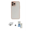 MARSİLYAN™- iPhone 14 Pro Max Kılıf Ahenk Çizgi Serisi - Şeffaf Royal Nano Ekran Koruyucu + Gold Band Metal Kamera Lens