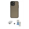 MARSİLYAN™- iPhone 14 Pro Max Kılıf Ahenk Çizgi Serisi - Şeffaf Royal Nano Ekran Koruyucu + Gold Band Metal Kamera Lens
