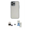 MARSİLYAN™- iPhone 14 Pro Max Kılıf Ahenk Çizgi Serisi - Şeffaf Royal Nano Ekran Koruyucu + Gold Bilvis Titan Kamera Lens