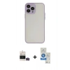 MARSİLYAN™- iPhone 14 Pro Max Kılıf Ahenk Çizgi Serisi - Şeffaf Royal Nano Ekran Koruyucu + Gold Bilvis Titan Kamera Lens