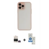 MARSİLYAN™- iPhone 14 Pro Max Kılıf Ahenk Çizgi Serisi - Şeffaf Royal Nano Ekran Koruyucu + Gold Bilvis Titan Kamera Lens