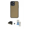 MARSİLYAN™- iPhone 14 Pro Max Kılıf Ahenk Çizgi Serisi - Şeffaf Royal Nano Ekran Koruyucu + Raze Metal Kamera Lens - GD