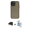 MARSİLYAN™- iPhone 14 Pro Max Kılıf Ahenk Çizgi Serisi - Şeffaf Royal Nano Ekran Koruyucu + Raze Metal Kamera Lens - GD