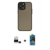 MARSİLYAN™- iPhone 14 Pro Max Kılıf Ahenk Çizgi Serisi - Siyah 18D Cam Ekran Koruyucu + Bilvis Titan Kamera Lens - DNMR