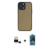 MARSİLYAN™- iPhone 14 Pro Max Kılıf Ahenk Çizgi Serisi - Siyah 18D Cam Ekran Koruyucu + Bilvis Titan Kamera Lens - DNMR