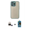MARSİLYAN™- iPhone 14 Pro Max Kılıf Ahenk Çizgi Serisi - Siyah 18D Cam Ekran Koruyucu + Gümüş Bilvis Titan Kamera Lens
