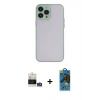 MARSİLYAN™- iPhone 14 Pro Max Kılıf Ahenk Çizgi Serisi - Siyah 18D Cam Ekran Koruyucu + Gümüş Bilvis Titan Kamera Lens