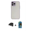 MARSİLYAN™- iPhone 14 Pro Max Kılıf Ahenk Çizgi Serisi - Siyah 18D Cam Ekran Koruyucu + Raze Metal Kamera Lens - GS