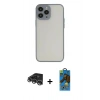 MARSİLYAN™- iPhone 14 Pro Max Kılıf Ahenk Çizgi Serisi - Siyah 18D Cam Ekran Koruyucu + Raze Metal Kamera Lens - GS