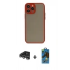 MARSİLYAN™- iPhone 14 Pro Max Kılıf Ahenk Çizgi Serisi - Siyah 18D Cam Ekran Koruyucu + Raze Metal Kamera Lens - GS