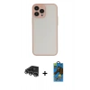 MARSİLYAN™- iPhone 14 Pro Max Kılıf Ahenk Çizgi Serisi - Siyah 18D Cam Ekran Koruyucu + Raze Metal Kamera Lens - GS