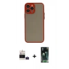 MARSİLYAN™- iPhone 14 Pro Max Kılıf Ahenk Çizgi Serisi - Siyah 360 Mat Full Body Arka Koruyucu + Derin Mor Bilvis Titan Kamera Lens