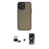 MARSİLYAN™- iPhone 14 Pro Max Kılıf Ahenk Çizgi Serisi - Siyah 360 Mat Full Body Arka Koruyucu + Derin Mor Bilvis Titan Kamera Lens