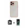 MARSİLYAN™- iPhone 14 Pro Max Kılıf Ahenk Çizgi Serisi - Siyah 360 Mat Full Body Arka Koruyucu + PVD Metal Kamera Lens - TU