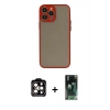 MARSİLYAN™- iPhone 14 Pro Max Kılıf Ahenk Çizgi Serisi - Siyah 360 Mat Full Body Arka Koruyucu + PVD Metal Kamera Lens - TU