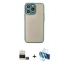 MARSİLYAN™- iPhone 14 Pro Max Kılıf Ahenk Çizgi Serisi - Siyah 3D Antistatik Cam Ekran Koruyucu + Bilvis Titan Kamera Lens - GS