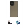 MARSİLYAN™- iPhone 14 Pro Max Kılıf Ahenk Çizgi Serisi - Siyah 3D Antistatik Cam Ekran Koruyucu + Bilvis Titan Kamera Lens - DNMR