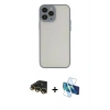 MARSİLYAN™- iPhone 14 Pro Max Kılıf Ahenk Çizgi Serisi - Siyah 3D Antistatik Cam Ekran Koruyucu + Raze Metal Kamera Lens - GD