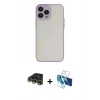 MARSİLYAN™- iPhone 14 Pro Max Kılıf Ahenk Çizgi Serisi - Siyah 3D Antistatik Cam Ekran Koruyucu + Raze Metal Kamera Lens - GD