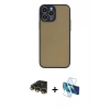 MARSİLYAN™- iPhone 14 Pro Max Kılıf Ahenk Çizgi Serisi - Siyah 3D Antistatik Cam Ekran Koruyucu + Raze Metal Kamera Lens - GD