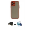 MARSİLYAN™- iPhone 14 Pro Max Kılıf Ahenk Çizgi Serisi - Siyah 3D Antistatik Cam Ekran Koruyucu + Raze Metal Kamera Lens - GD
