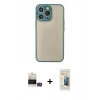 MARSİLYAN™- iPhone 14 Pro Max Kılıf Ahenk Çizgi Serisi - Siyah 6D Mat Seramik Hayalet Nano Ekran Koruyucu + Bilvis Titan Kamera Lens - GS