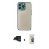 MARSİLYAN™- iPhone 14 Pro Max Kılıf Ahenk Çizgi Serisi - Siyah 6D Mat Seramik Hayalet Nano Ekran Koruyucu + Raze Metal Kamera Lens - GS