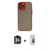 MARSİLYAN™- iPhone 14 Pro Max Kılıf Ahenk Çizgi Serisi - Siyah 6D Mat Seramik Hayalet Nano Ekran Koruyucu + PVD Metal Kamera Lens - TU