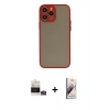MARSİLYAN™- iPhone 14 Pro Max Kılıf Ahenk Çizgi Serisi - Siyah Bilvis 3D Mat Cam Ekran Koruyucu + Bilvis Titan Kamera Lens - GS