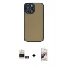 MARSİLYAN™- iPhone 14 Pro Max Kılıf Ahenk Çizgi Serisi - Siyah Bilvis 3D Mat Cam Ekran Koruyucu + Bilvis Titan Kamera Lens - GS