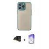 MARSİLYAN™- iPhone 14 Pro Max Kılıf Ahenk Çizgi Serisi - Siyah Bilvis 5in1 3D Magic Cam Ekran Koruyucu + Raze Metal Kamera Lens - GD
