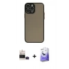 MARSİLYAN™- iPhone 14 Pro Max Kılıf Ahenk Çizgi Serisi - Siyah Bilvis 5in1 5D Magic Hayalet Cam Ekran Koruyucu + Bilvis Titan Kamera Lens - SH