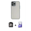 MARSİLYAN™- iPhone 14 Pro Max Kılıf Ahenk Çizgi Serisi - Siyah Bilvis 5in1 5D Magic Hayalet Cam Ekran Koruyucu + PVD Metal Kamera Lens - TU