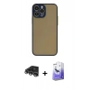 MARSİLYAN™- iPhone 14 Pro Max Kılıf Ahenk Çizgi Serisi - Siyah Bilvis 5in1 5D Magic Hayalet Cam Ekran Koruyucu + Raze Metal Kamera Lens - GS