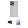 MARSİLYAN™- iPhone 14 Pro Max Kılıf Ahenk Çizgi Serisi - Siyah Bilvis 5in1 5D Magic Hayalet Cam Ekran Koruyucu + Raze Metal Kamera Lens - GS