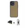 MARSİLYAN™- iPhone 14 Pro Max Kılıf Ahenk Çizgi Serisi - Siyah Bilvis Hayalet Cam Ekran Koruyucu + Raze Metal Kamera Lens - GD