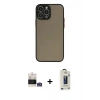 MARSİLYAN™- iPhone 14 Pro Max Kılıf Ahenk Çizgi Serisi - Siyah Bilvis Hayalet Cam Ekran Koruyucu + Bilvis Titan Kamera Lens - GS