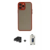 MARSİLYAN™- iPhone 14 Pro Max Kılıf Ahenk Çizgi Serisi - Siyah Bilvis Hayalet Cam Ekran Koruyucu + Raze Metal Kamera Lens - GS
