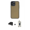 MARSİLYAN™- iPhone 14 Pro Max Kılıf Ahenk Çizgi Serisi - Siyah Bilvis Hayalet Cam Ekran Koruyucu + Raze Metal Kamera Lens - GS