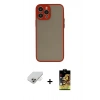 MARSİLYAN™- iPhone 14 Pro Max Kılıf Ahenk Çizgi Serisi - Siyah Buffer Cam Ekran Koruyucu + Band Metal Kamera Lens - GD